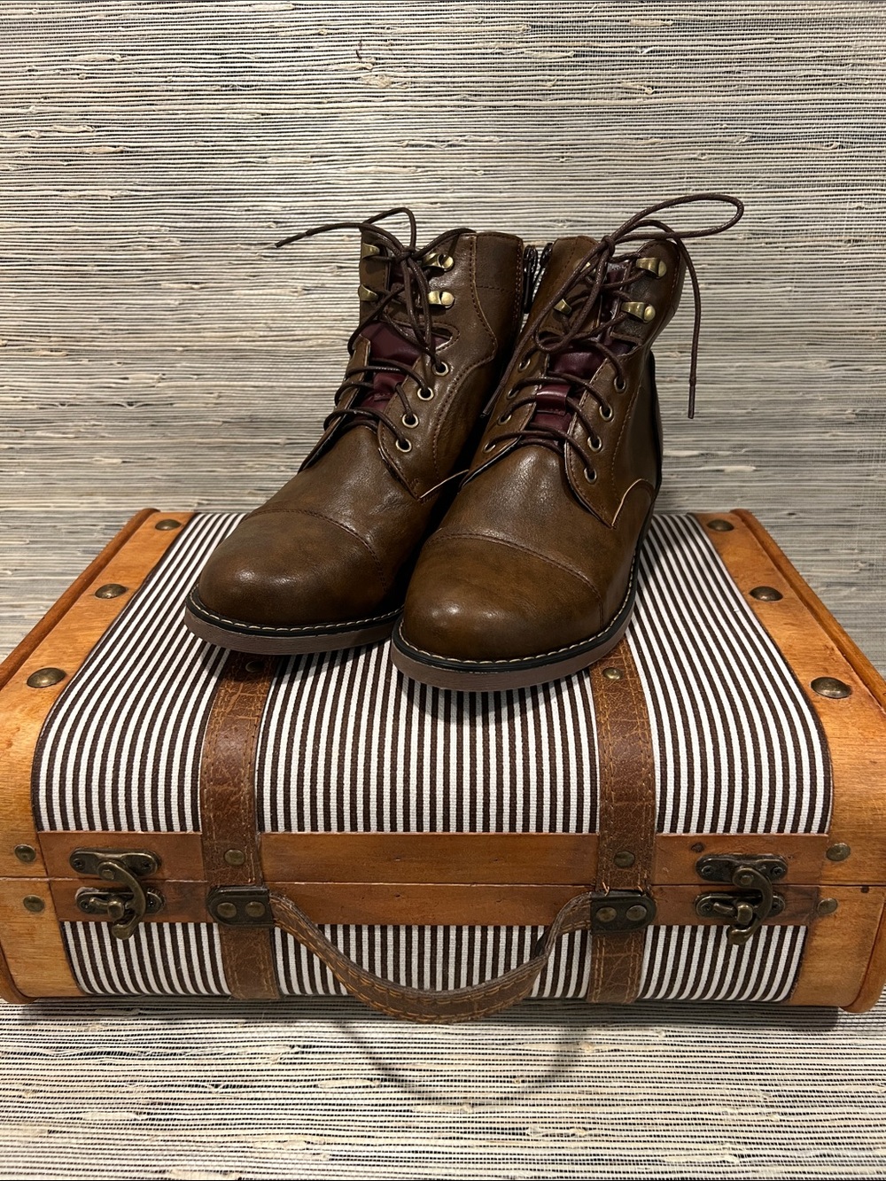 Source Unknown Brown Men's Leather Lace-Up Ankle Boots